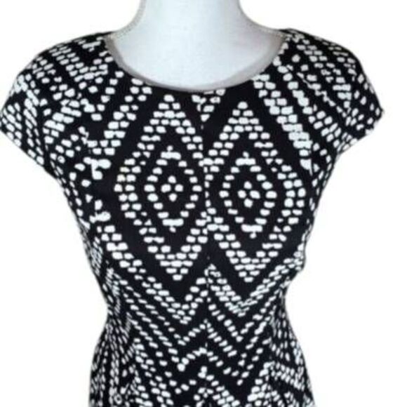 AB STUDIO BLACK & WHITE GEOMETRIC PRINT DRESS SZ.6 EUC. - Picture 3 of 9